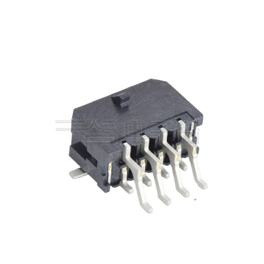 Pitch 3.00mm 90º双排卧贴SMT型 Wafer 2X4pin 黑色 镀雾锡